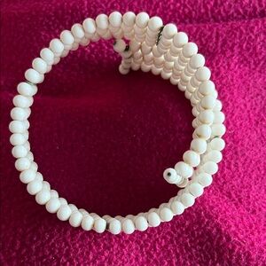 White Beaded coil choker necklace
